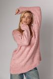 Жіночий подовжений в'язаний джемпер oversize - пудра цвет, ONE SIZE (є розміри) 45311 фото