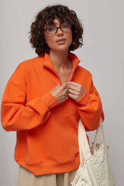 Теплий світшот oversize з вишитим написом - помаранчевий цвет, ONE SIZE (є розміри) 50379 фото