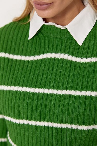 В'язаний жіночий светр у смужку - зелений цвет, ONE SIZE (є розміри) 74001 фото